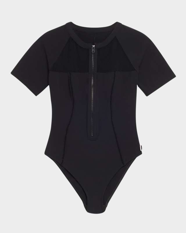 Mesh Zip-Up One-Piece Swimsuit